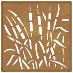 Vidaxl Vrtna stenska dekoracija 55x55 cm corten jeklo trava