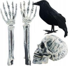 Korbi Halloween Dekoracija: Czaszka, Roke, Krokar Set