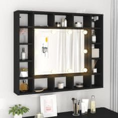 Vidaxl LED omarica z ogledalom črna 91x15x76,5 cm
