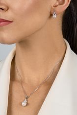 Brilio Silver Očarljiv komplet nakita s srebrnimi biseri SET238W (uhani, ogrlica)