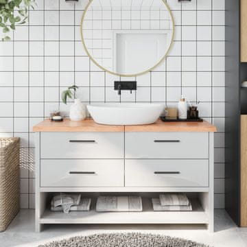 Vidaxl vidaXL Kopalniški pult svetlo rjave barve 140x50x(2-4) cm masiven les