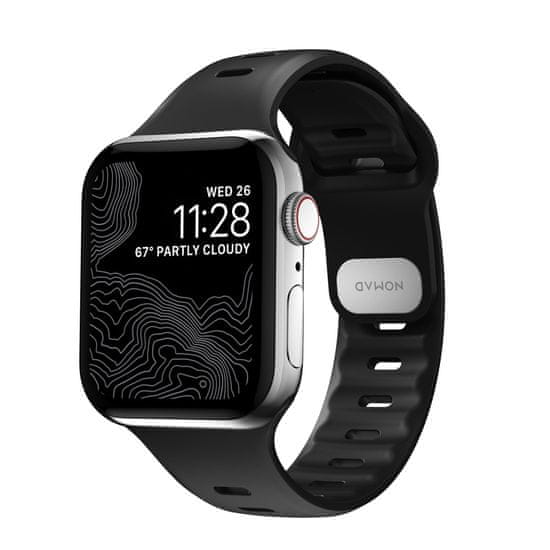 Nomad Pas za uro, športni, tanek trak M/L, črn, Apple Watch Ultra (49 mm) 8/7 (45 mm)/6/SE/5/4 (44 mm)/3/2/1 (42 mm)