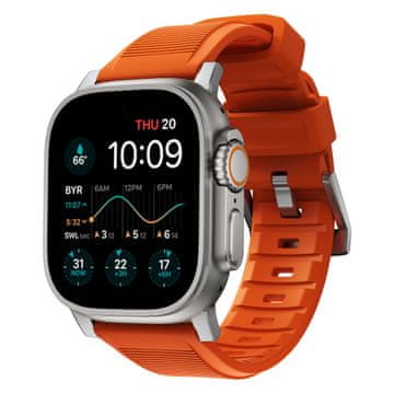 Nomad Pas za uro, oranžna/srebrna, Apple Watch Ultra (49 mm) 8/7 (45 mm)/6/SE/5/4 (44 mm)/3/2/1 (42 mm)