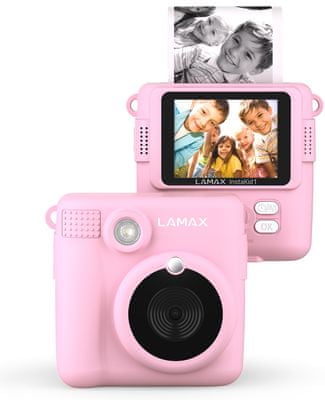 Trenutna kamera za otroke Lamax Instakid1 lep dizajn zvitek termalnega papirja odlični učinki in okvirji polnilna baterija igre ločljivost 8 mpx