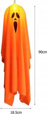Korbi Halloween Svetleči Obesek Duh 90cm Pomarančasta Dekoracija