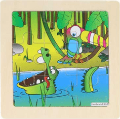 Lesena sestavljanka Džungla s krokodilom 9 kosov