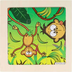 Lesena sestavljanka Džungla z opicami 9 kosov