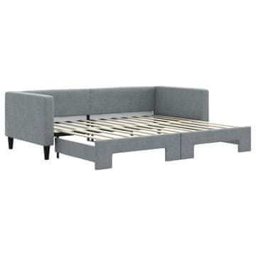 Vidaxl Izvlečna dnevna postelja svetlo siva 90x200 cm blago