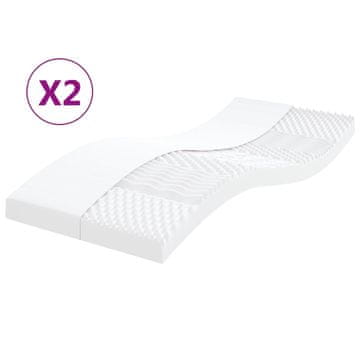 Vidaxl Vzmetnica iz pene 2 kosa bela 90x190 cm 7-conska trdota 20 ILD