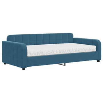 Vidaxl Dnevna postelja z vzmetnico modra 100x200 cm žamet