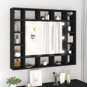 Vidaxl LED omarica z ogledalom črna 91x15x76,5 cm