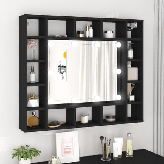 Vidaxl LED omarica z ogledalom črna 91x15x76,5 cm