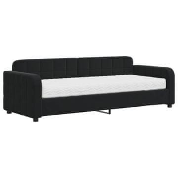 Vidaxl Dnevna postelja z vzmetnico črna 80x200 cm žamet