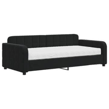 Vidaxl Dnevna postelja z vzmetnico črna 90x190 cm žamet
