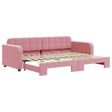 Vidaxl Izvlečna dnevna postelja roza 80x200 cm žamet
