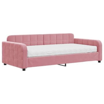 Vidaxl Dnevna postelja z vzmetnico roza 100x200 cm žamet