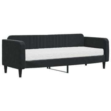 Vidaxl Dnevna postelja z vzmetnico črna 80x200 cm žamet
