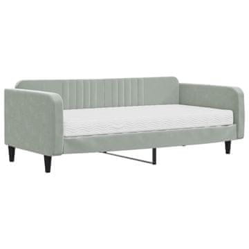 Vidaxl Dnevna postelja z vzmetnico svetlo siva 100x200 cm žamet