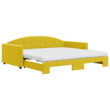 Vidaxl Izvlečna dnevna postelja z vzmetnicami rumena 100x200 cm žamet
