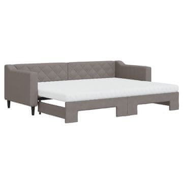 Vidaxl Izvlečna dnevna postelja z vzmetnico taupe 80x200 cm blago