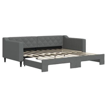 Vidaxl Izvlečna dnevna postelja temno siva 90x190 cm blago