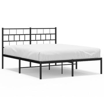 Vidaxl Kovinski posteljni okvir z vzglavjem črn 150x200 cm