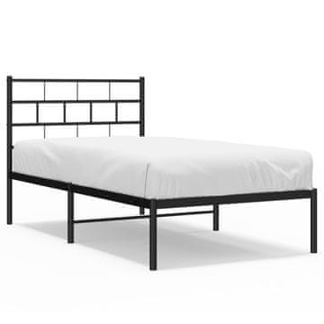 Vidaxl Kovinski posteljni okvir z vzglavjem črn 100x200 cm