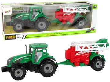 shumee Zelen kmetijski traktor z rdečim in zelenim tornim pogonom škropilnice