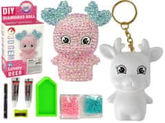 shumee Ustvarjalni DIY Kit Diamond Reindeer DIY Crystals Keychain 3D Pink