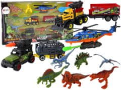 shumee Komplet vozil helikopter dinozavri 6 pisanih kosov