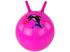 Lean-toys Žoga za skakanje, 45 cm roza z delfinom