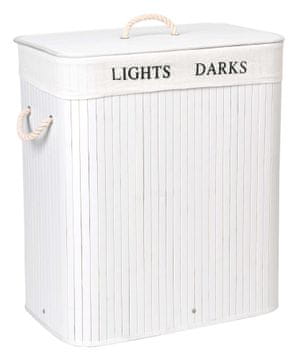 shumee Košara iz bambusa s pokrovom 100L, 2 prekata, bela