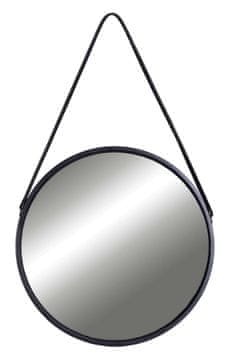 Gockowiak OKROGLO STENSKO OGLEDALO, MODERNO, NA TRAKU, LOFT, ČRNO, 60 cm