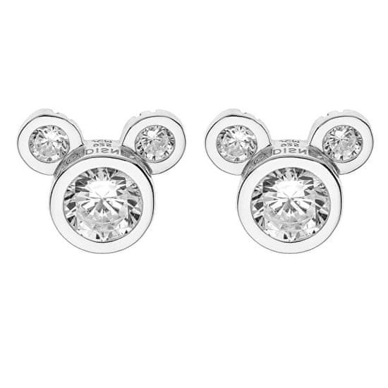 Disney Bleščeči srebrni uhani z žebljičkom Mickey Mouse E902861RZWL