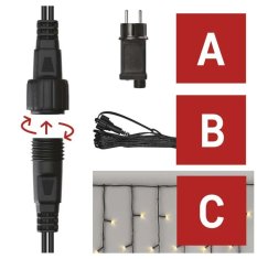 Emos D1CW02 Klasik osnovni set za povezovalni niz - ledene sveče, 2,5 m, zunanja, topla bela, časovnik