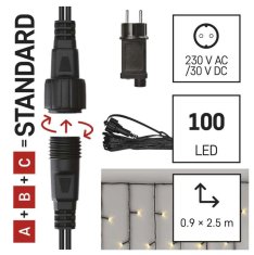 Emos D1CW02 Klasik osnovni set za povezovalni niz - ledene sveče, 2,5 m, zunanja, topla bela, časovnik