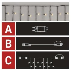 Emos D1CW02 Klasik osnovni set za povezovalni niz - ledene sveče, 2,5 m, zunanja, topla bela, časovnik