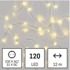 Emos D3AW15 LED božična drop veriga, 12 m, zunanja in notranja, topla bela, časovnik - odprta embalaža