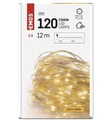 Emos D3AW15 LED božična drop veriga, 12 m, zunanja in notranja, topla bela, časovnik - odprta embalaža