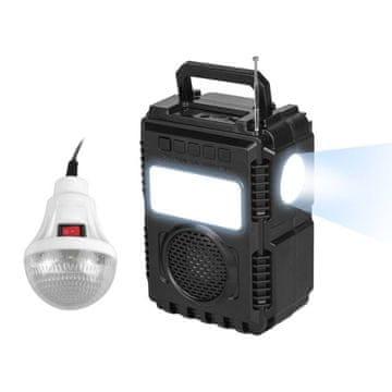 TIMMLUX Solarni sistem - bluetooth zvočnik, radio, USB, COB LED svetilka s kablom 3m