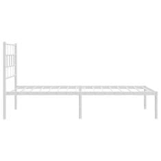 Vidaxl Kovinski posteljni okvir z vzglavjem bel 90x200 cm