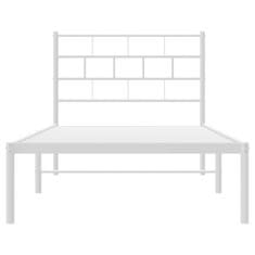 Vidaxl Kovinski posteljni okvir z vzglavjem bel 90x200 cm