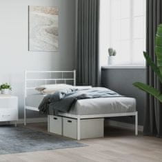 Vidaxl Kovinski posteljni okvir z vzglavjem bel 90x200 cm