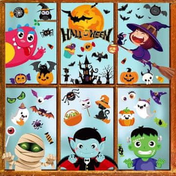 HOME & MARKER® Nalepke za okno, Nalepke za noč čarovnic, DIY, Dekoracija za Halloween (Risanka) | SPOOKCLINGS