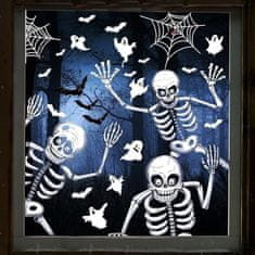 HOME & MARKER® Nalepke za okno, Nalepke za noč čarovnic, DIY, Dekoracija za Halloween (Skelet) | SPOOKCLINGS