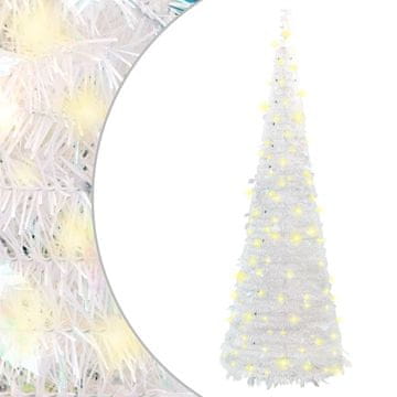 shumee vidaXL Umetna novoletna jelka pop-up 50 LED diod bela 120 cm