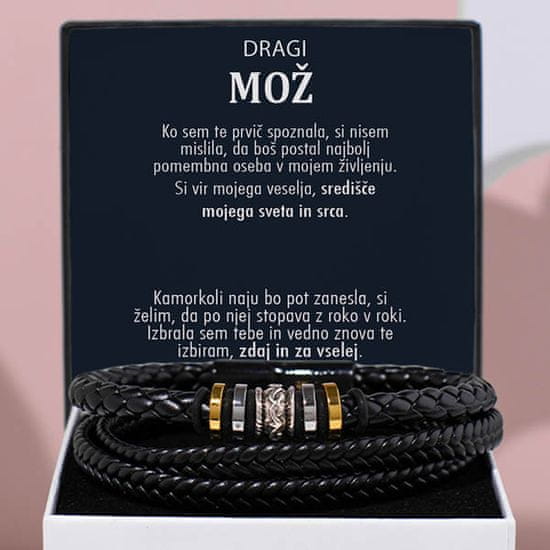 Lovilion Dragi mož - Moška usnjena zapestnica - LEVI_LEATHERBRACELET Darilo za moža