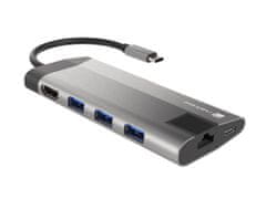 Natec večportni adapter FOWLER PLUS HUB 8v1, USB 3.0 3X, HDMI 4K, USB-C PD, RJ45, SD, MICRO