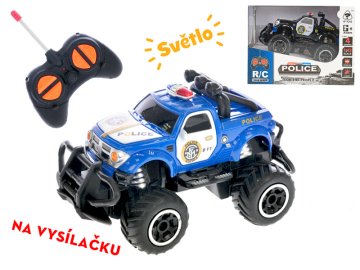 R/C avto off-road policija 14 cm 27 MHz polno funkcionalen akumulator z lučjo - mešanica barv (modra, črna)