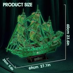CubicFun 3D sestavljanka Jadrnica Flying Dutchman (svetleča se v temi) 360 kosov
